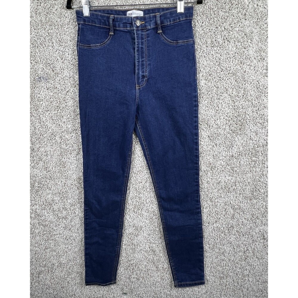 Zara Womens Stretchy High Rise Vintage Blue Jeans Sz 10